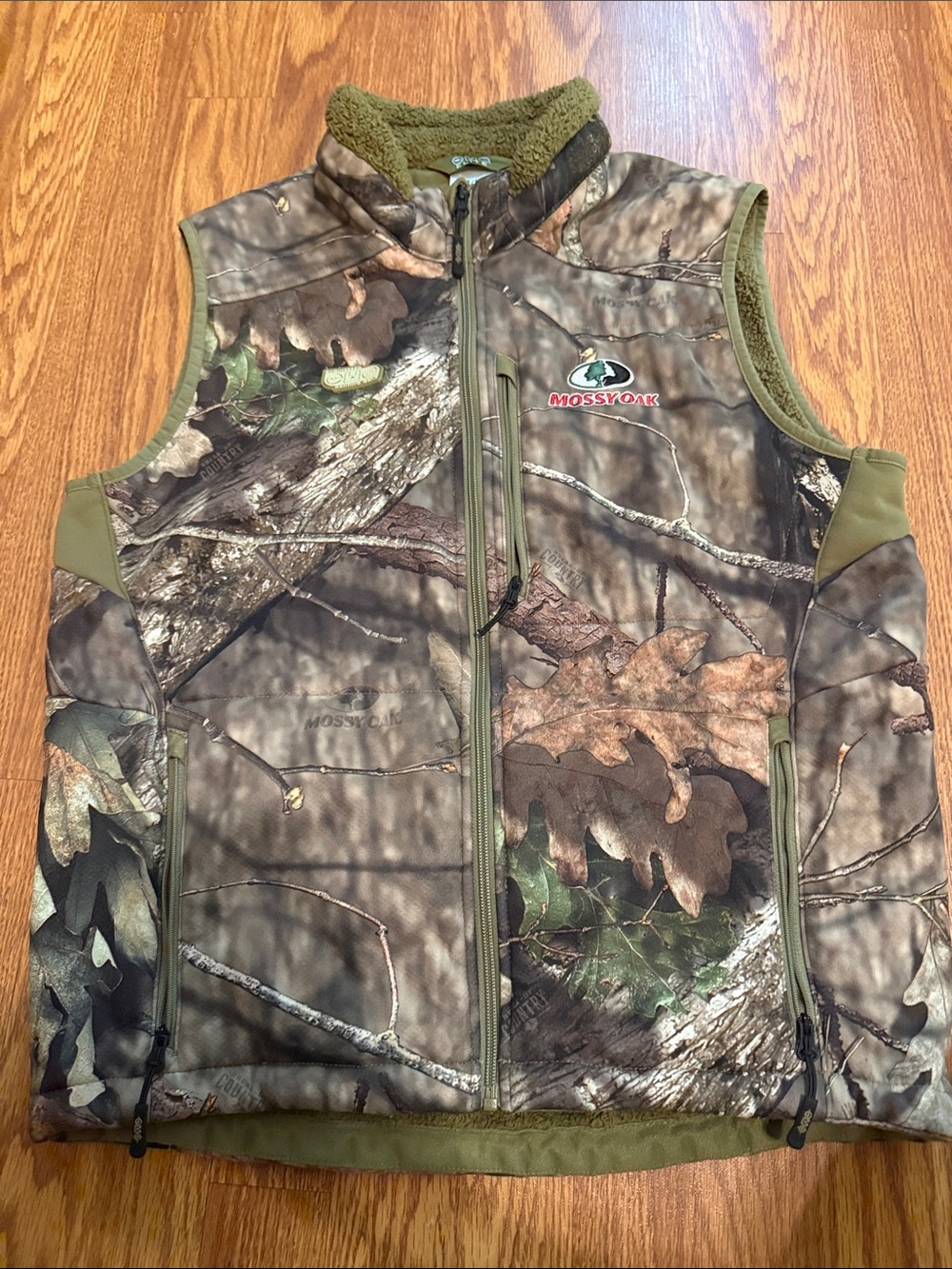 Mossy Oak Men's Camo Fleece-Lined Hunting Vest - Olive/Brown